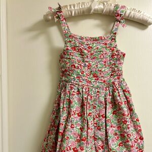 Mini Boden Girl’s Pink Floral Sundress and ruffled underskirt 4-5Y EC